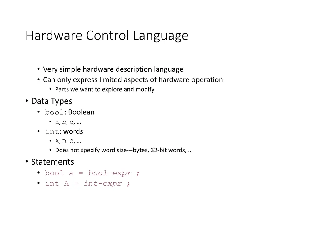 hardware control language