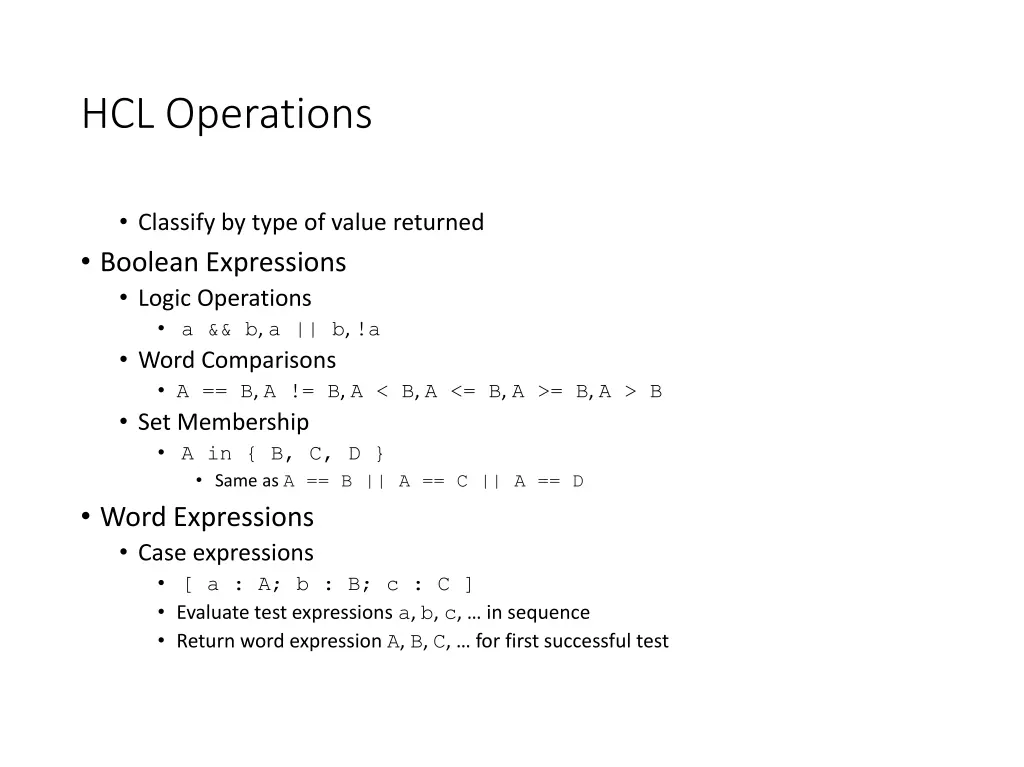 hcl operations