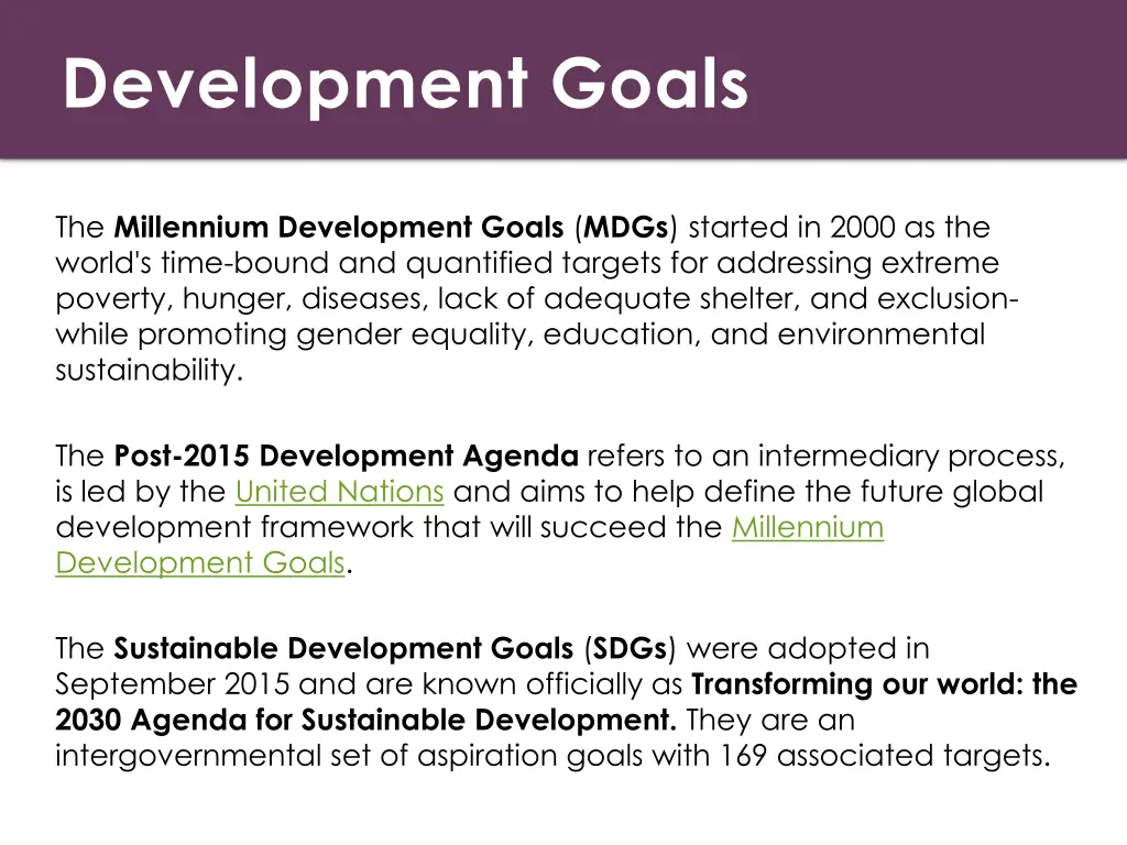 development goals