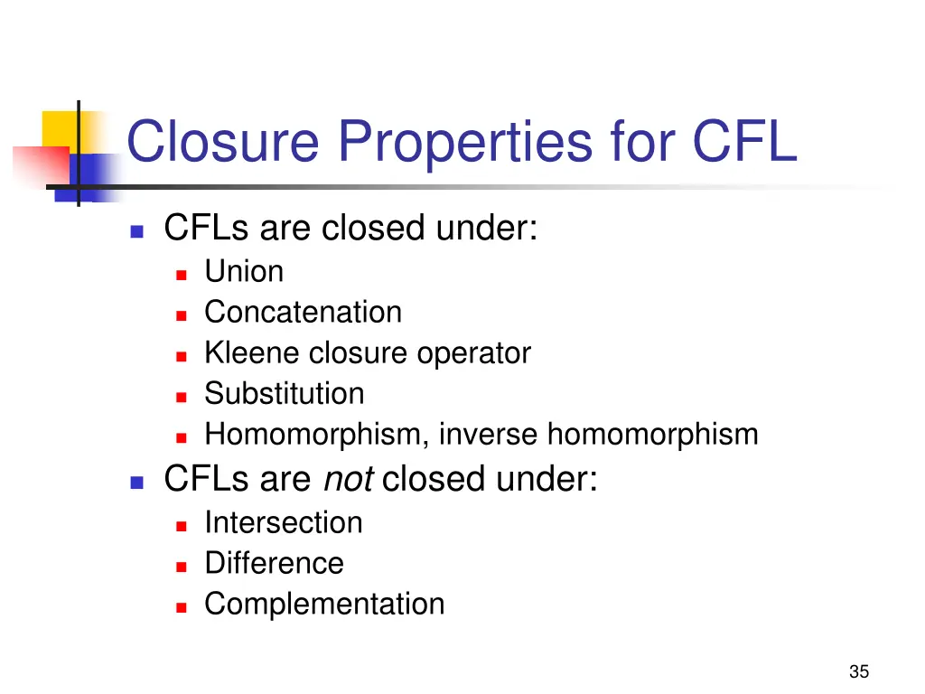 closure properties for cfl