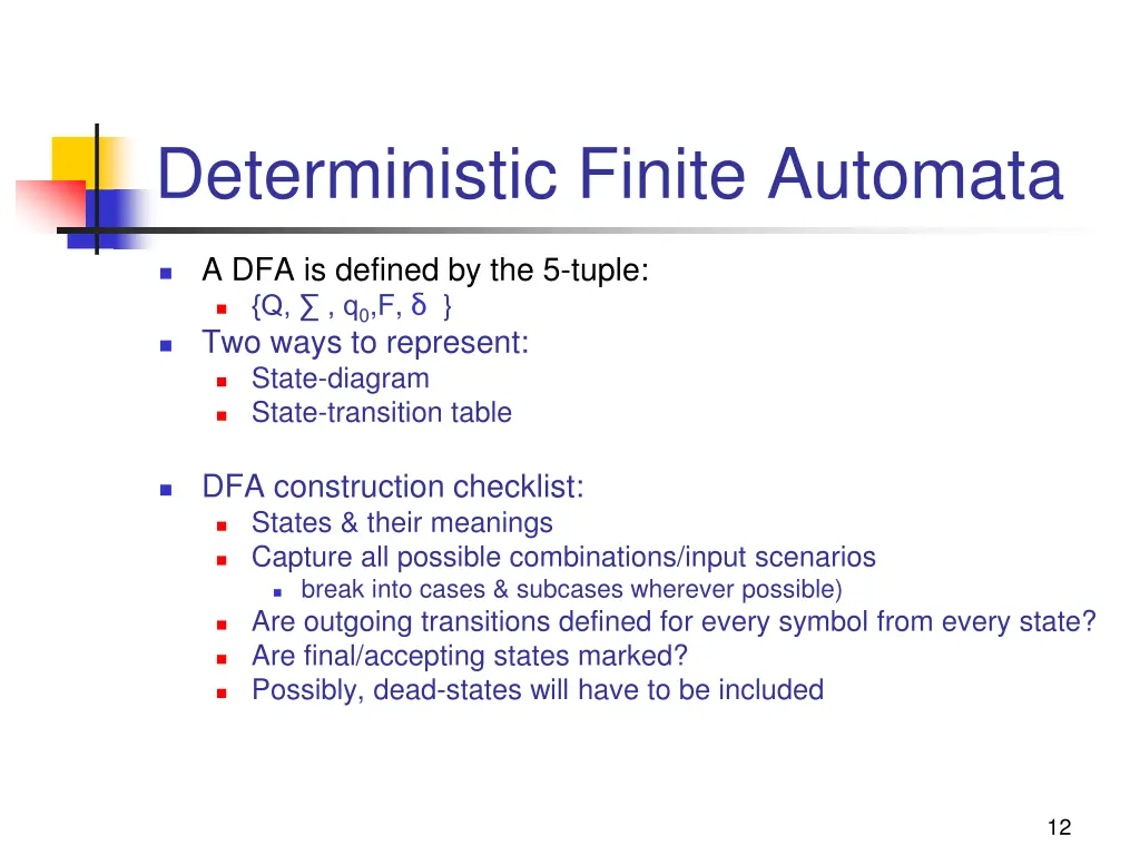 deterministic finite automata