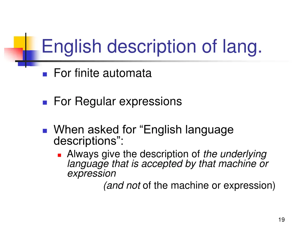 english description of lang