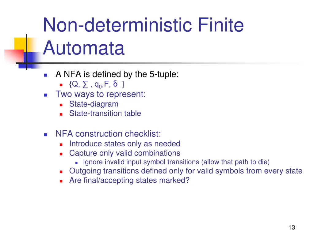 non deterministic finite automata