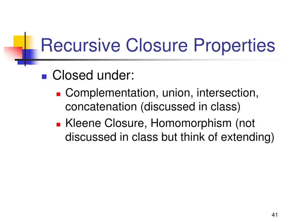 recursive closure properties