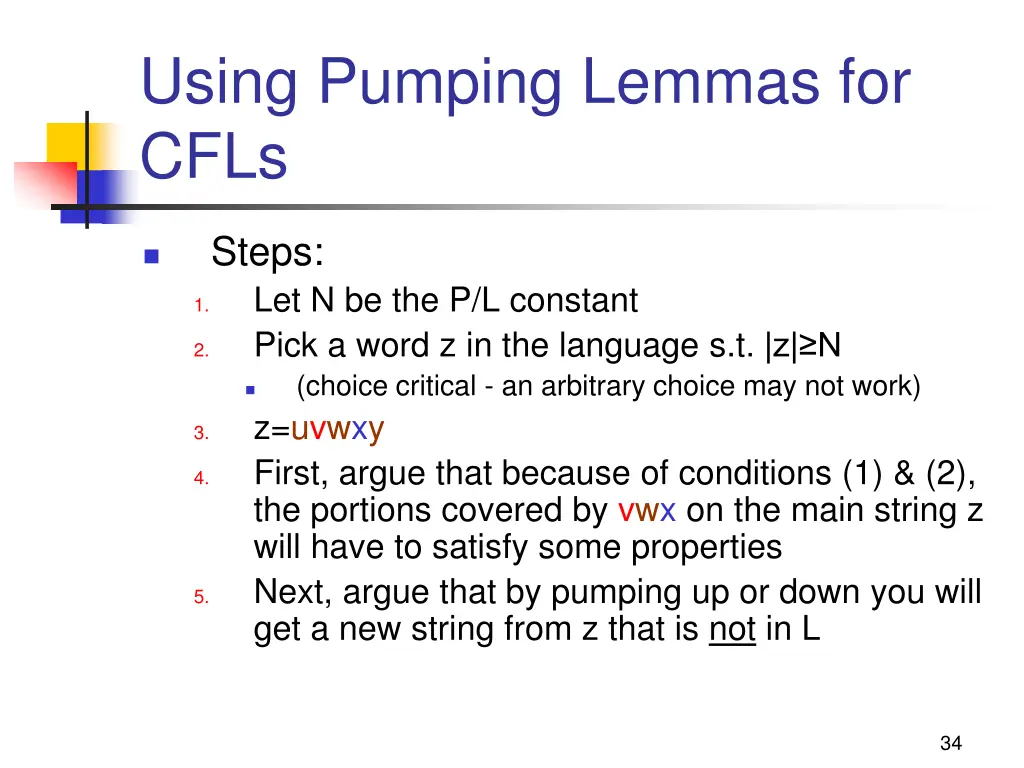 using pumping lemmas for cfls