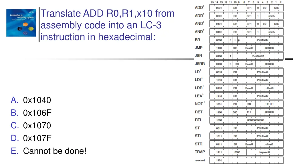 translate add r0 r1 x10 from assembly code into