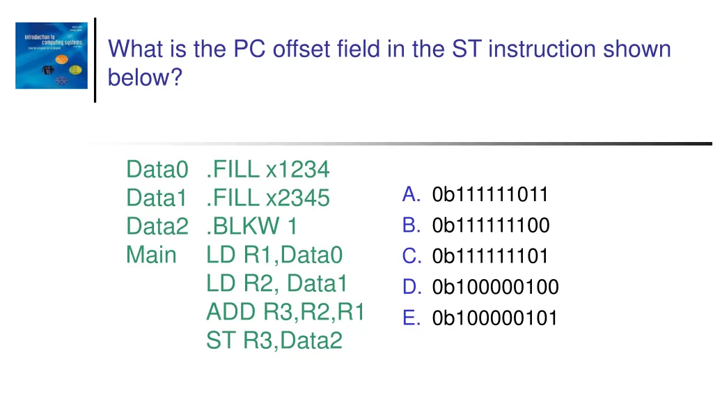 what is the pc offset field in the st instruction