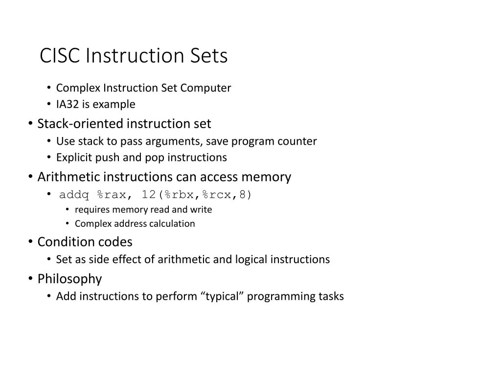 cisc instruction sets