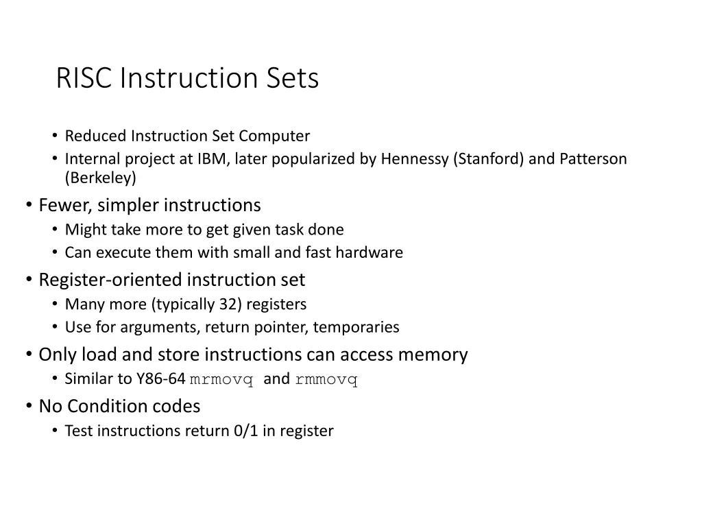 risc instruction sets