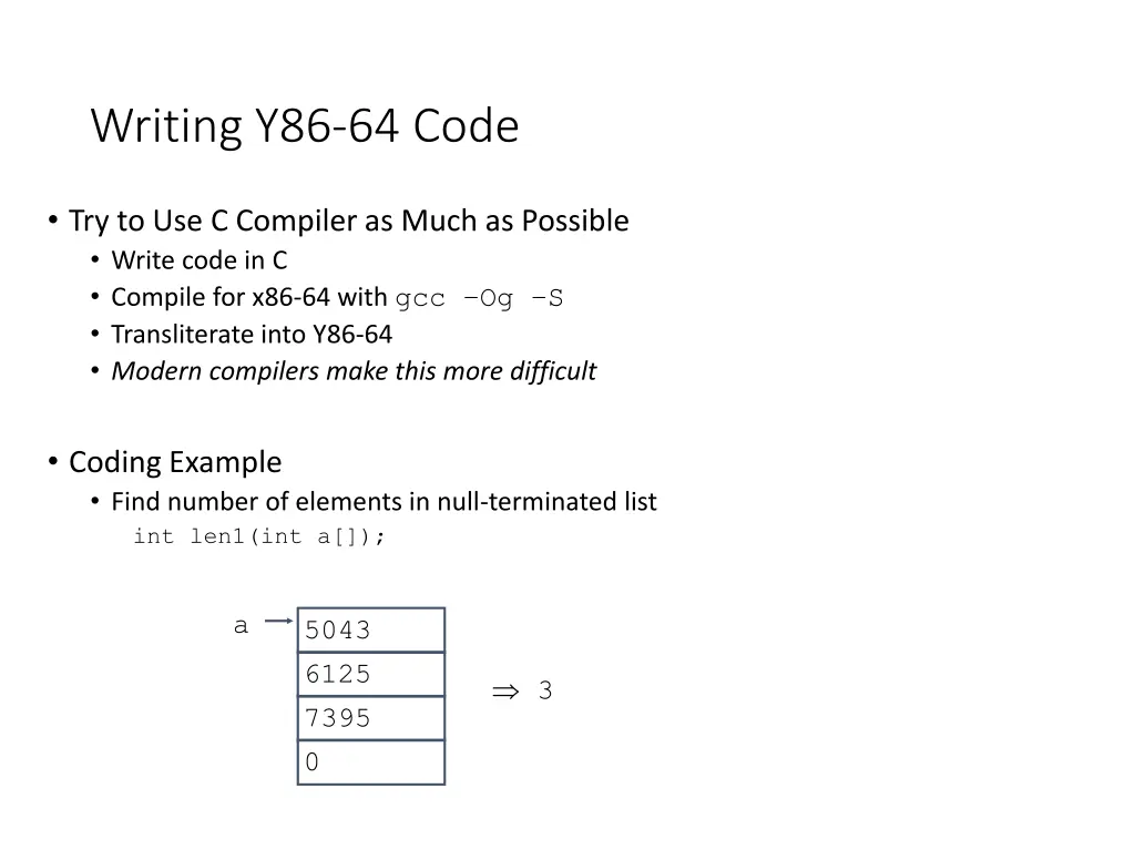 writing y86 64 code