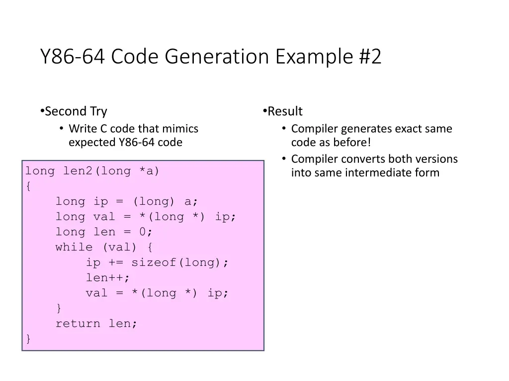 y86 64 code generation example 2