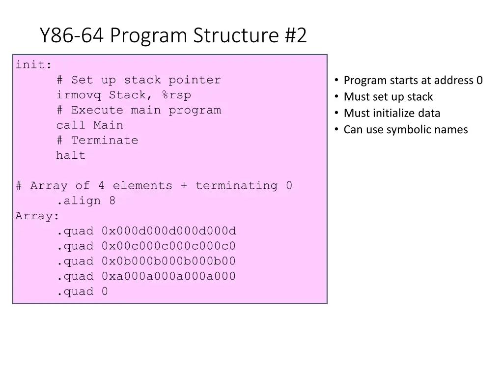 y86 64 program structure 2