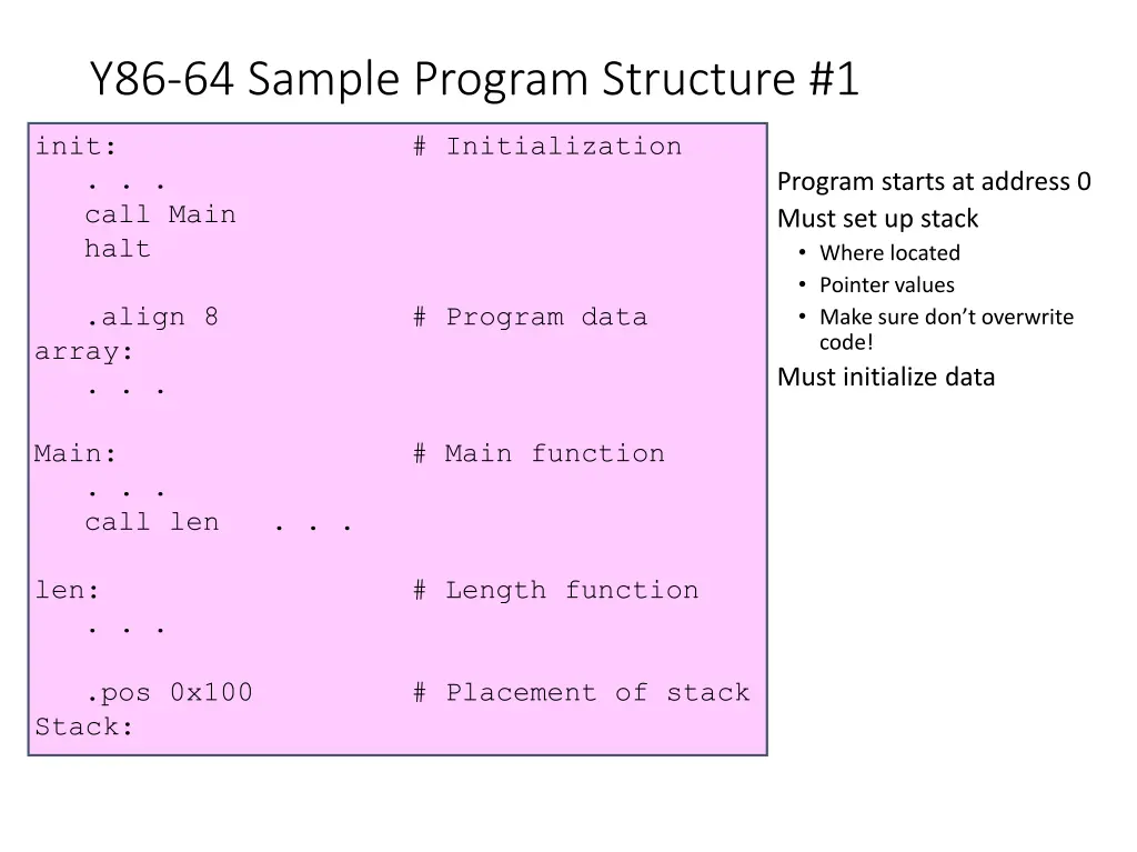 y86 64 sample program structure 1