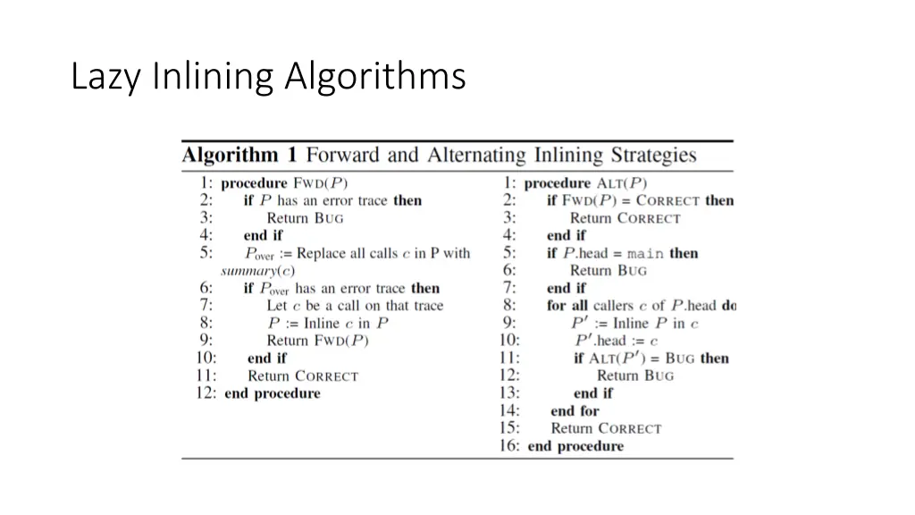 lazy inlining algorithms