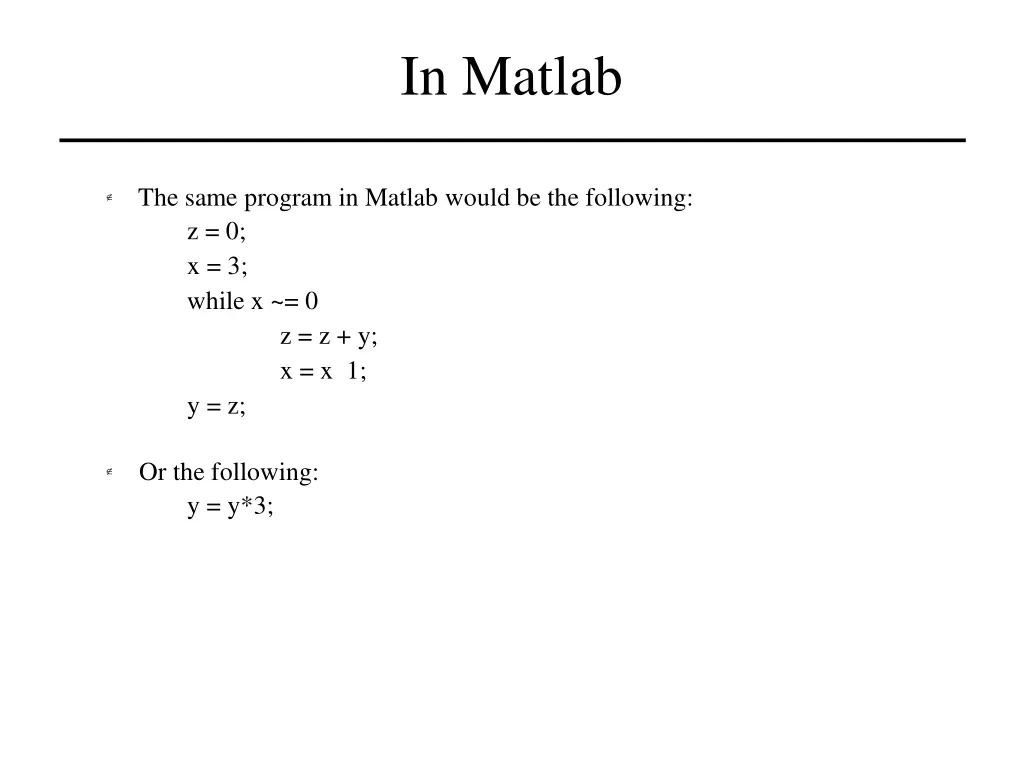 in matlab