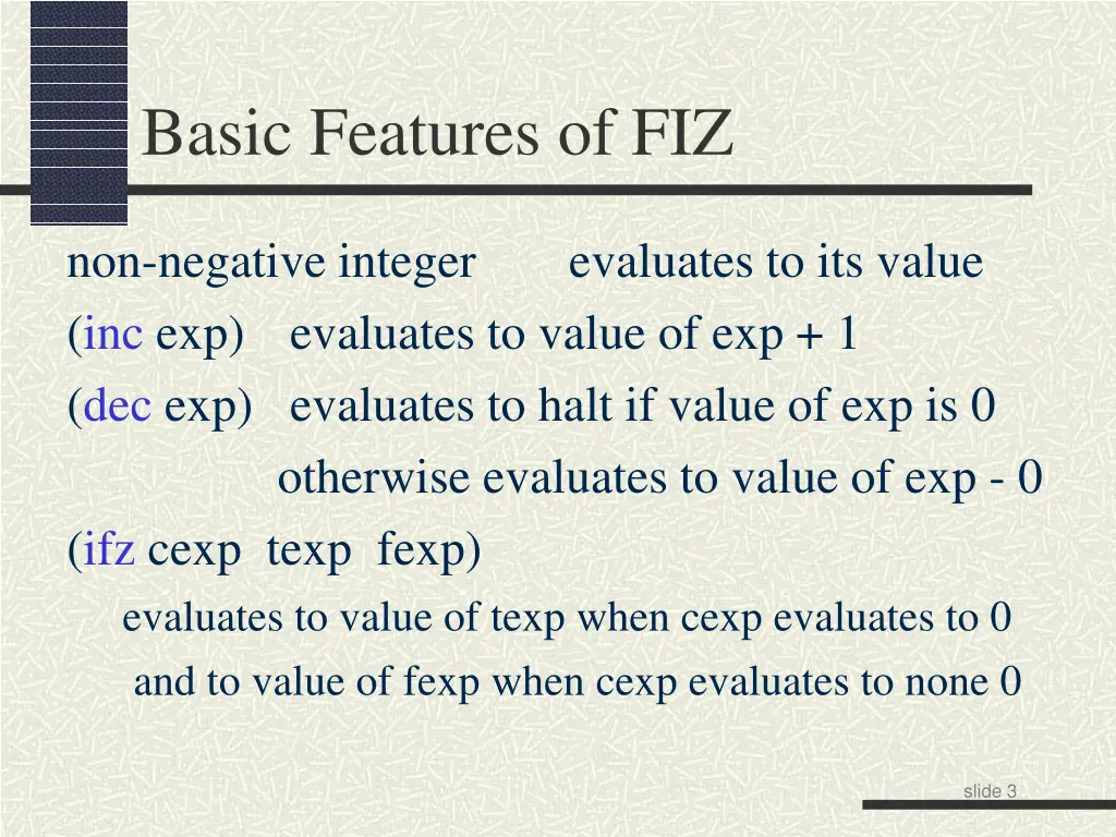 basic features of fiz