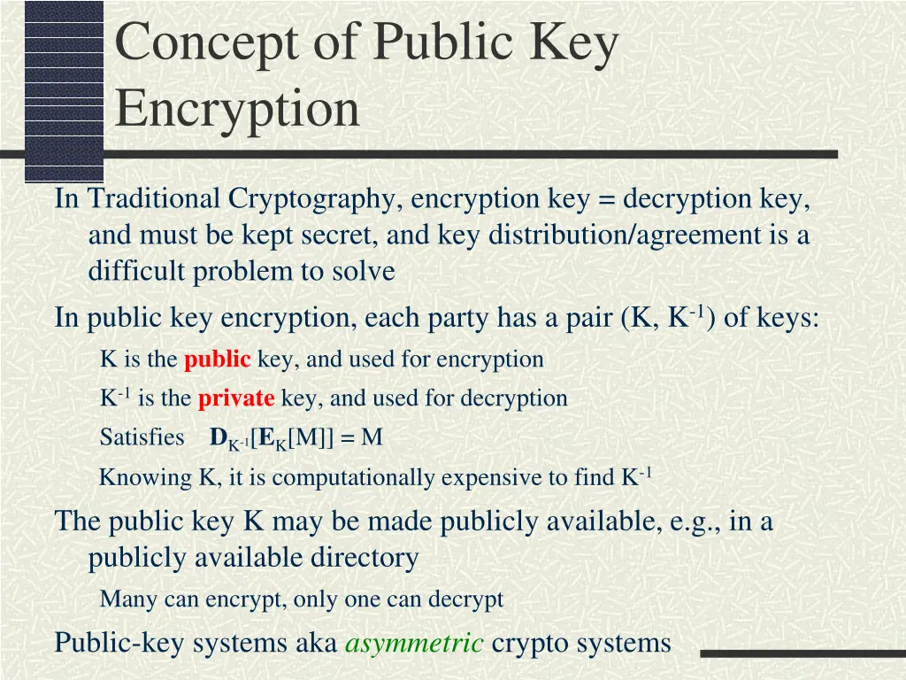 concept of public key encryption