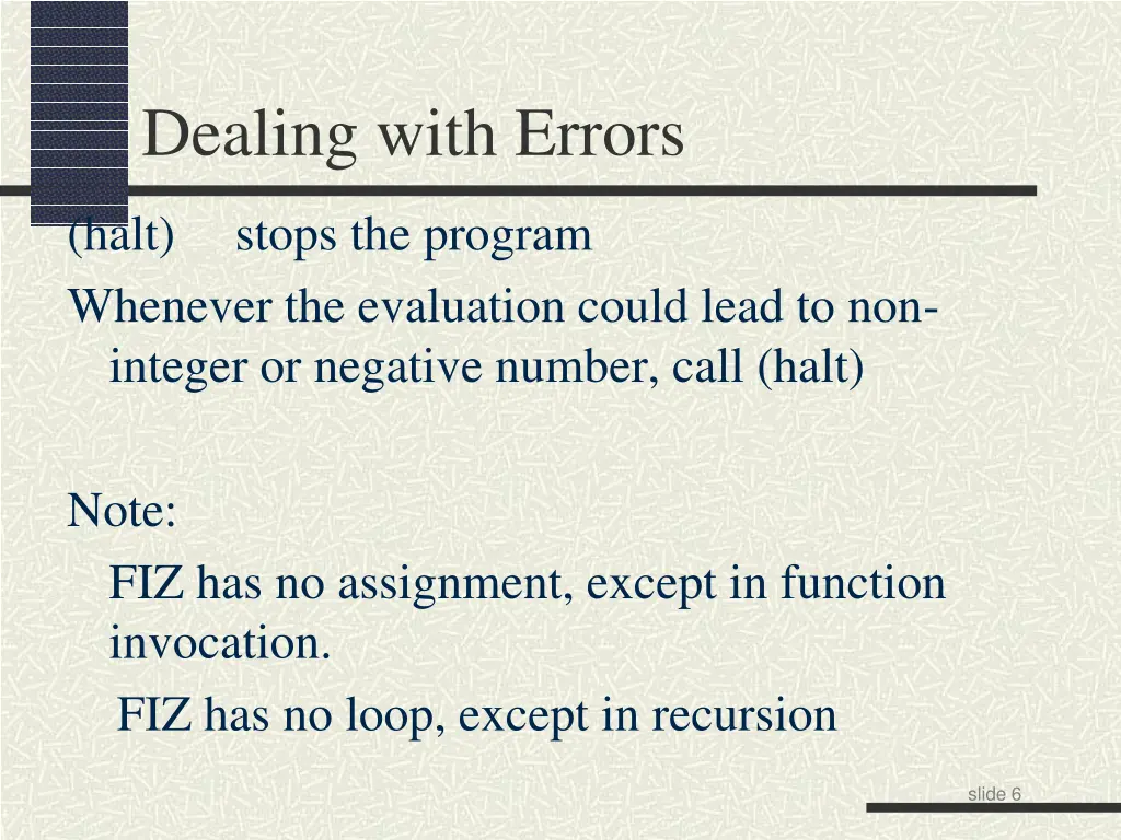 dealing with errors