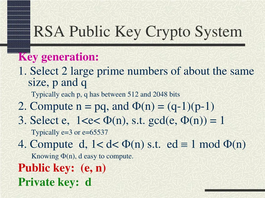 rsa public key crypto system