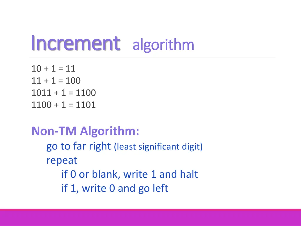 increment increment algorithm