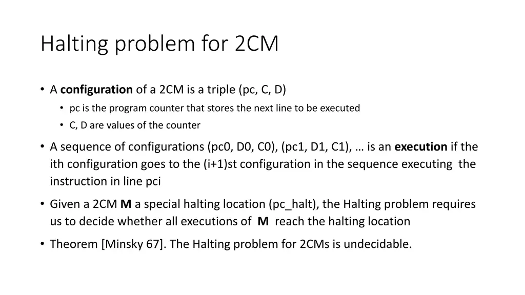 halting problem for 2cm