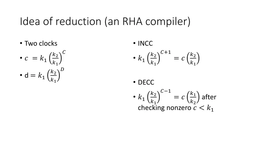 idea of reduction an rha compiler