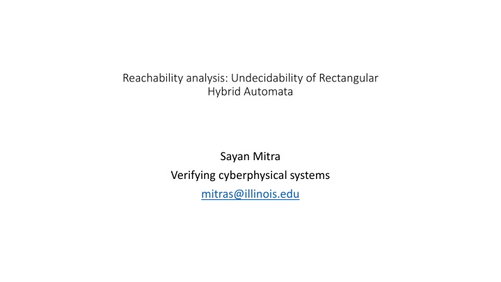 reachability analysis undecidability