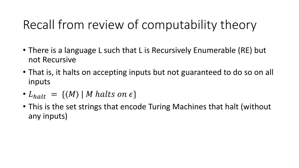 recall from review of computability theory