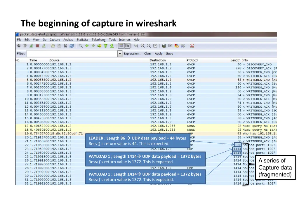 the beginning of capture in wireshark