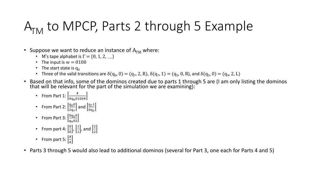 a tm to mpcp parts 2 through 5 example