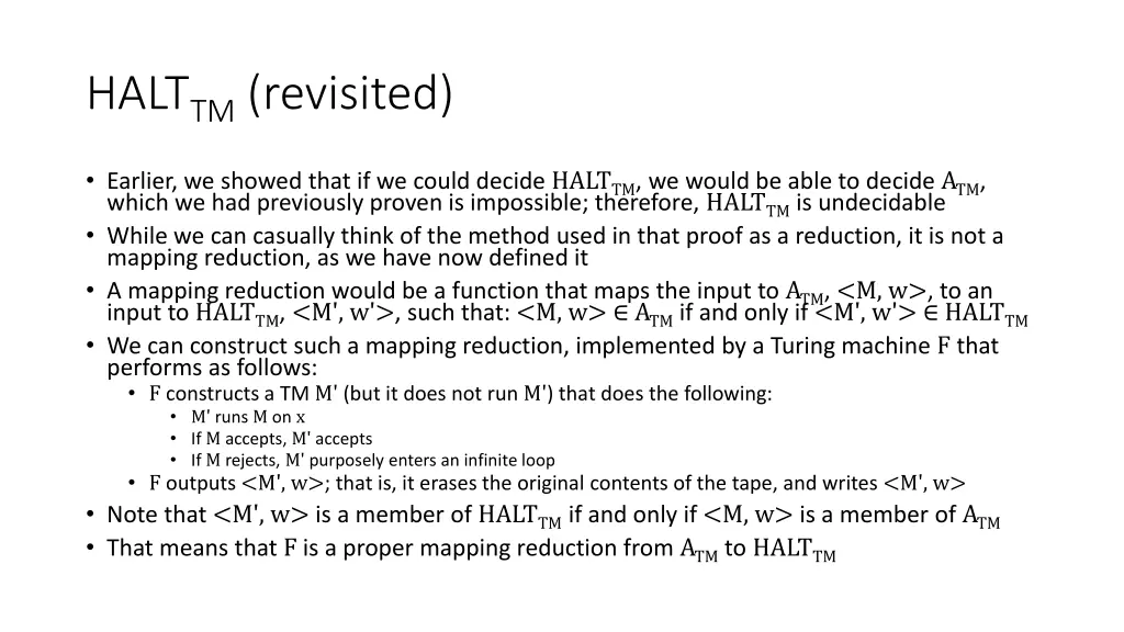 halt tm revisited