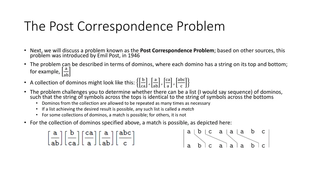 the post correspondence problem