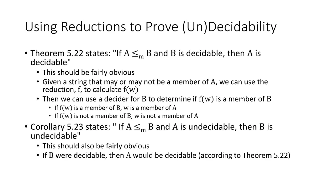 using reductions to prove un decidability