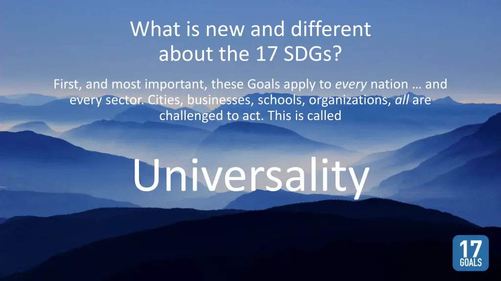 what is new and different about the 17 sdgs