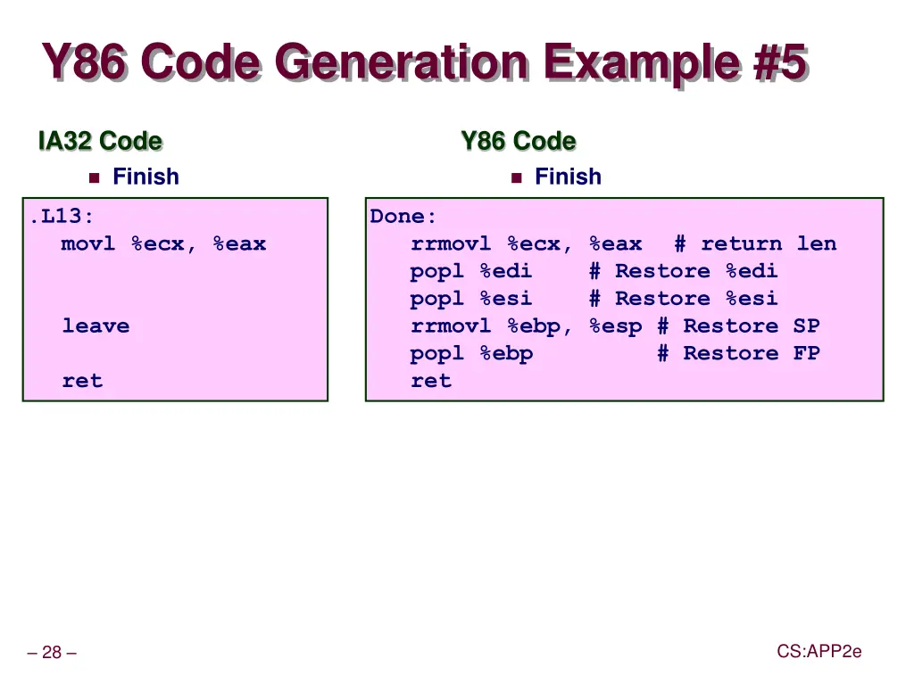 y86 code generation example 5