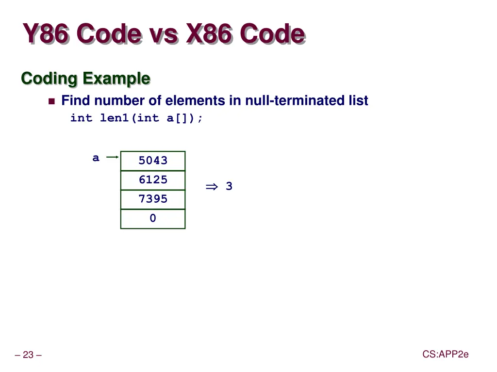 y86 code vs x86 code