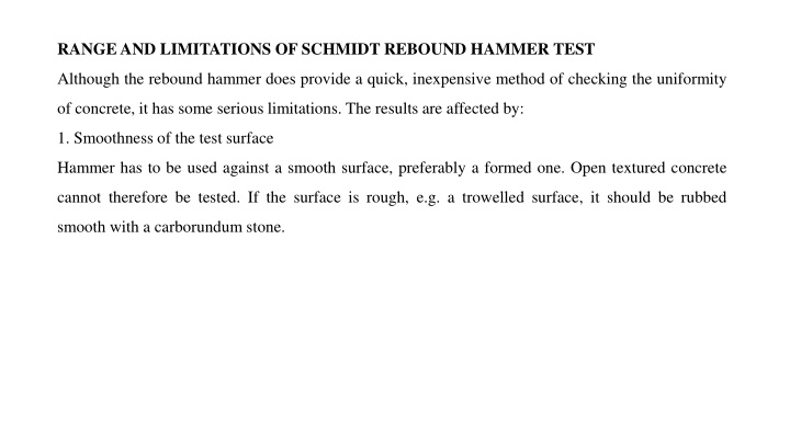 rangeand limitations of schmidt rebound hammer