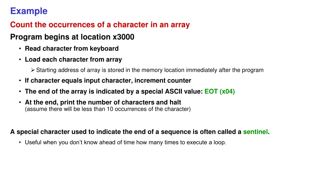 example count the occurrences of a character