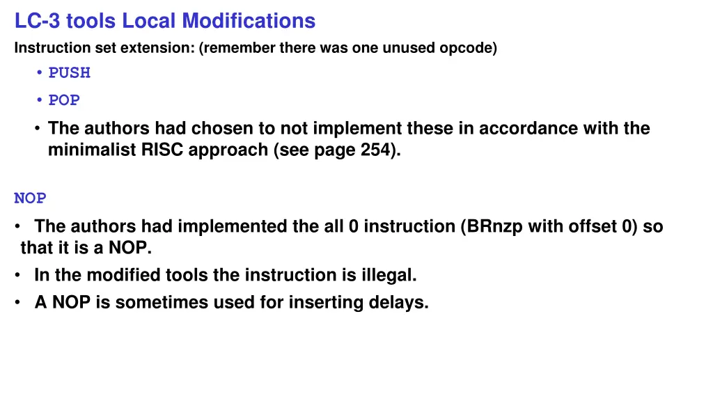 lc 3 tools local modifications instruction