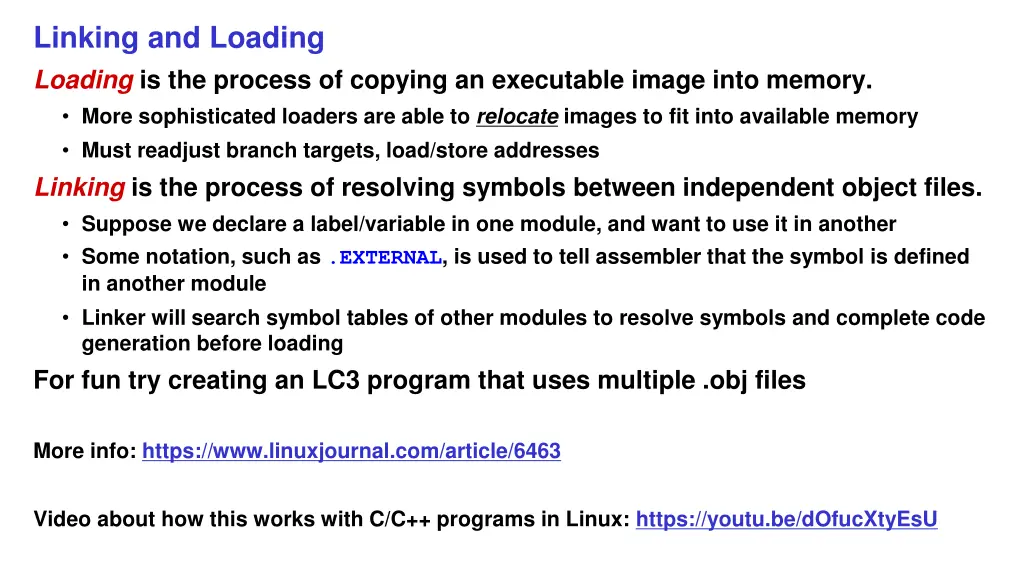 linking and loading loading is the process