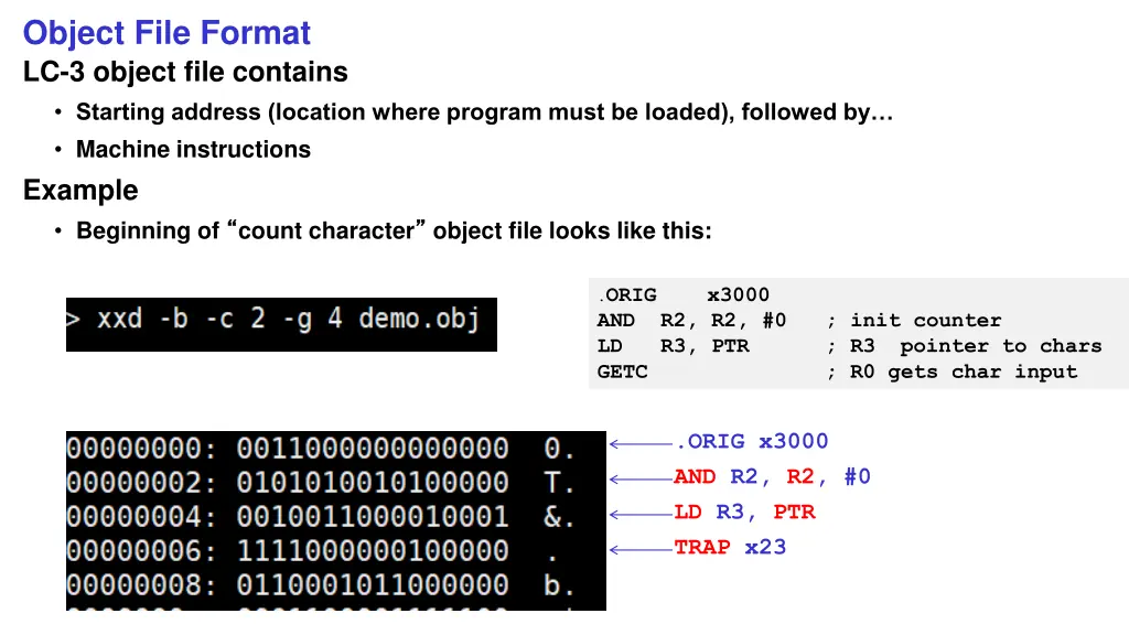 object file format lc 3 object file contains