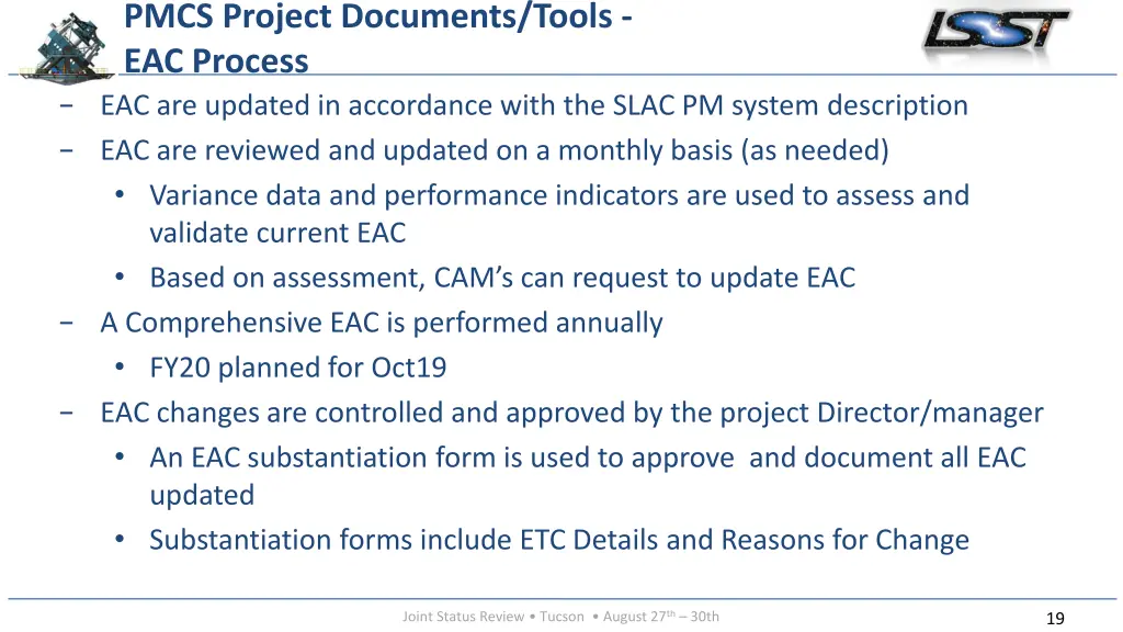 pmcs project documents tools eac process