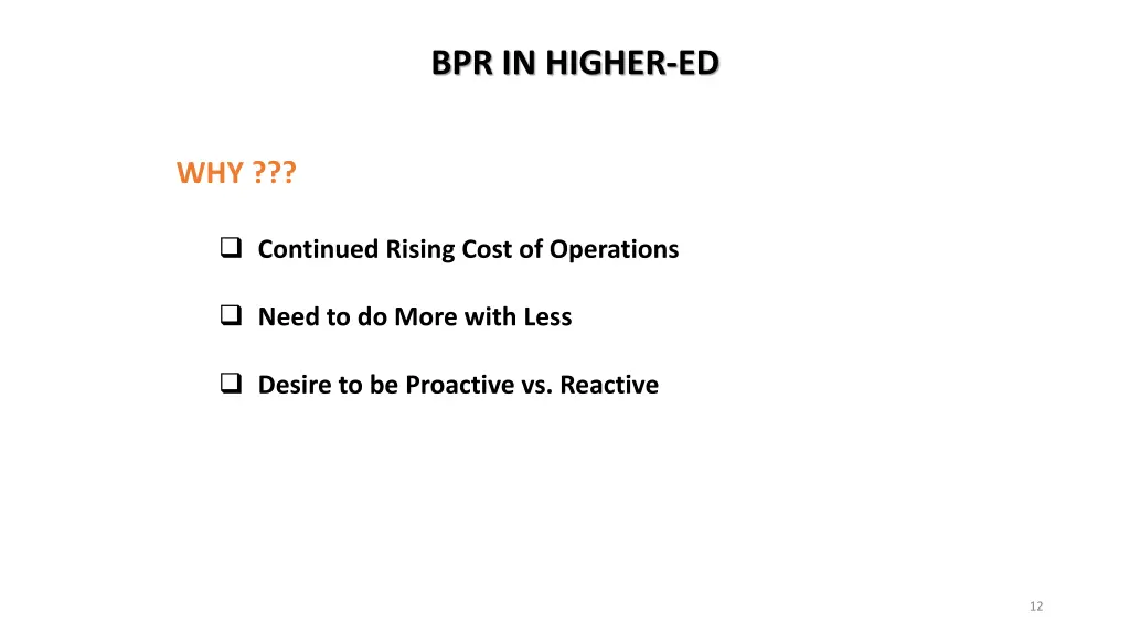 bpr in higher ed