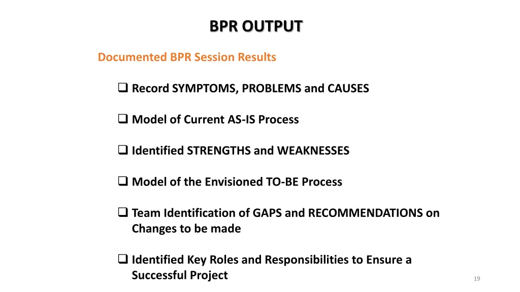 bpr output