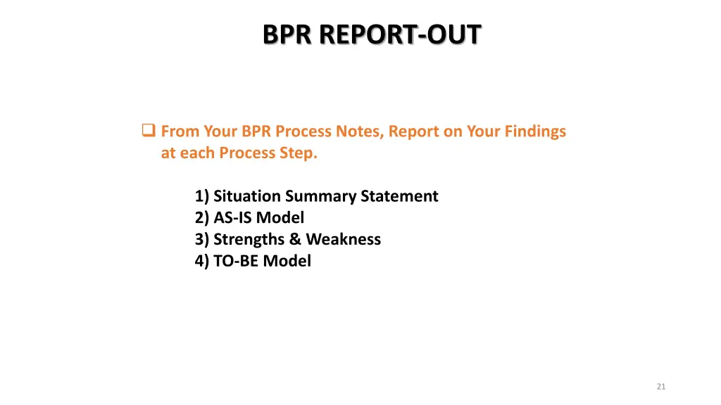 bpr report out