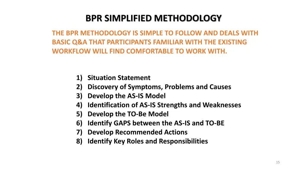 bpr simplified methodology