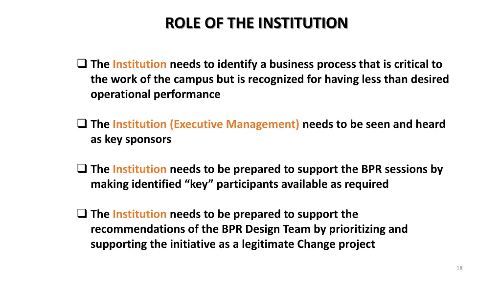 role of the institution