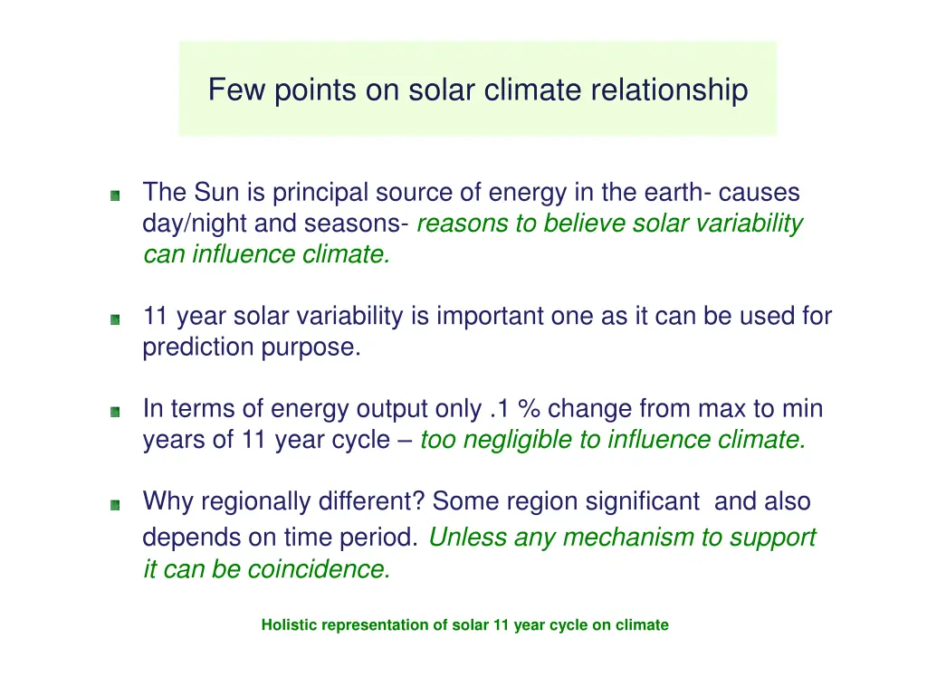 few points on solar climate relationship