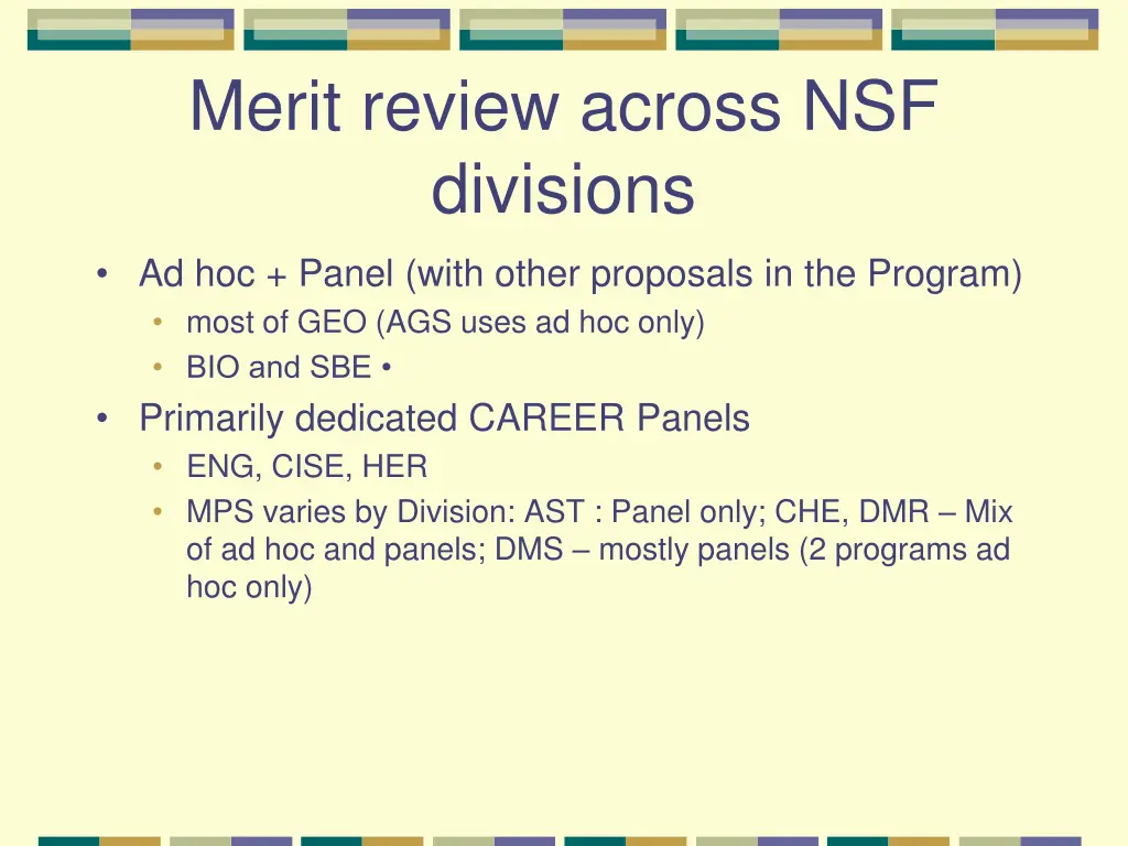 merit review across nsf divisions