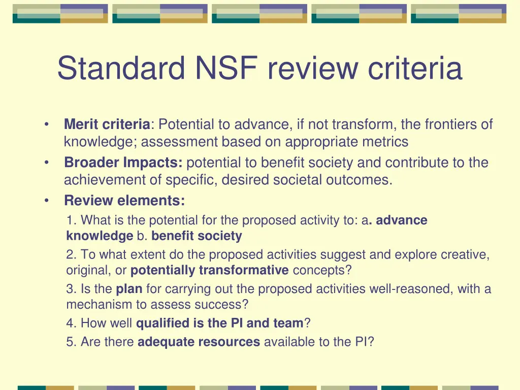 standard nsf review criteria